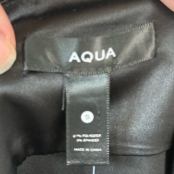 Aqua Sleek Classic Black Satin Mini Dress Size Small - Picture 5 of 9